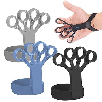 1Pair Silicone Grip Device Finger Exercise Stretcher Arthritis Hand Grip Trainer Strengthen Rehabilitation Training To Relieve Pain black