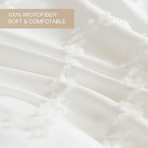 Miniatura 4 de Nanko Juego de 2 fundas de almohadafundas de almohada tamaño Queen, color blanco, jacquard bohemio, suaves y elegantes fundas de almohada de