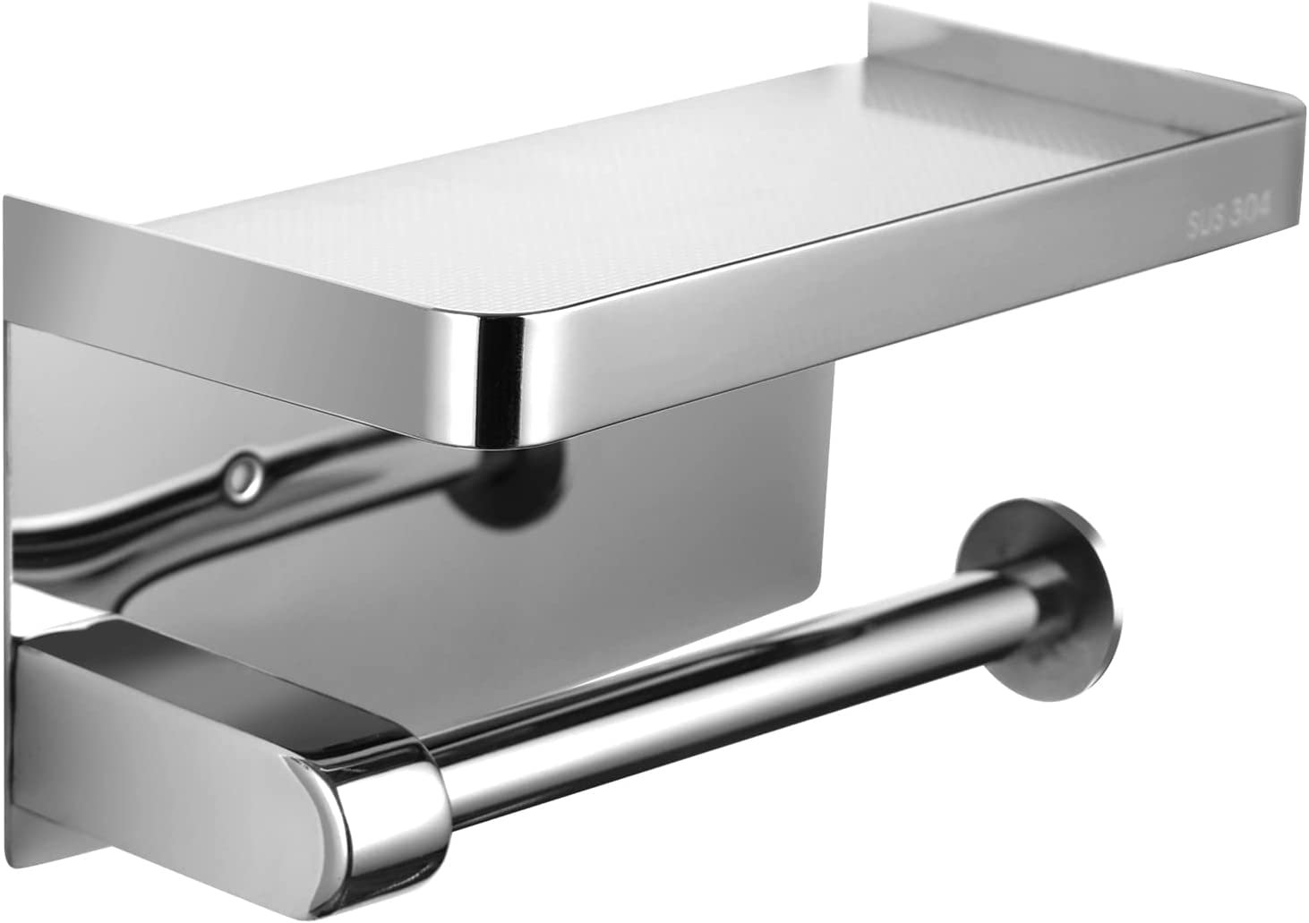 Latawon 2-in-1 Toilet Paper Holder With Shelf - Wall Mounted, No Drilling or Screw Required - Black - for Bathroom and Kitchen - Image 2