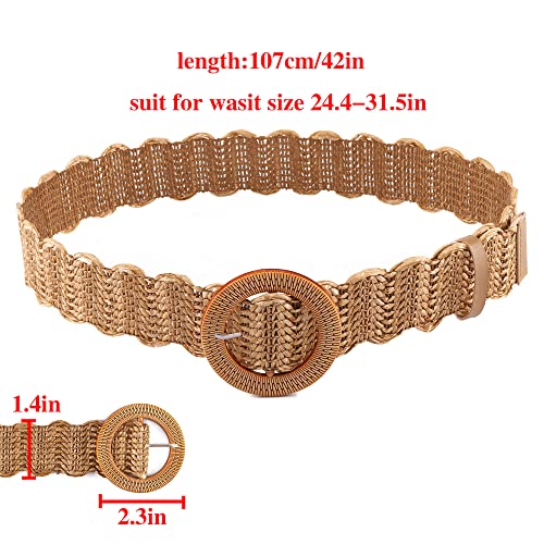 Ayliss Straw Woven Elastic Stretch Waist Belt Fashion Women Skinny Dress Belt Waist Dress Band Straw Woven Bohemian Belt2