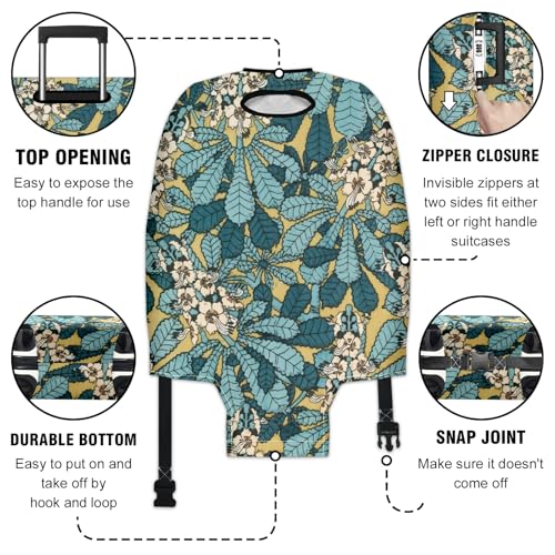 Travel Luggage Cover Suitcase Protector Scratch-Resistant Fit, Not Included Suitcase Blue White Flowering Plant XL3