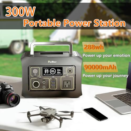Image of 300W Portable Power Station (Peak 500W),LiFePO4 Solar Generator | 288Wh (90,000mAh)Portable Power Bank,110V Pure Sine Wave AC Outlet,Lifepo4 Battery,RV,Outdoor Camping,Traveling,Emergencies