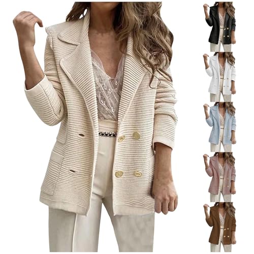 Womens Casual Long Sleeve Blazers Business Casual Jacket Textured Button Coat Lightweight Cardigans with Pockets4