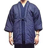 [江戸てん]綿入れ半纏 はんてん ちゃんちゃんこ（日本製） 久留米織り オリジナル 縞格子 ストライプ9807-5 フリー