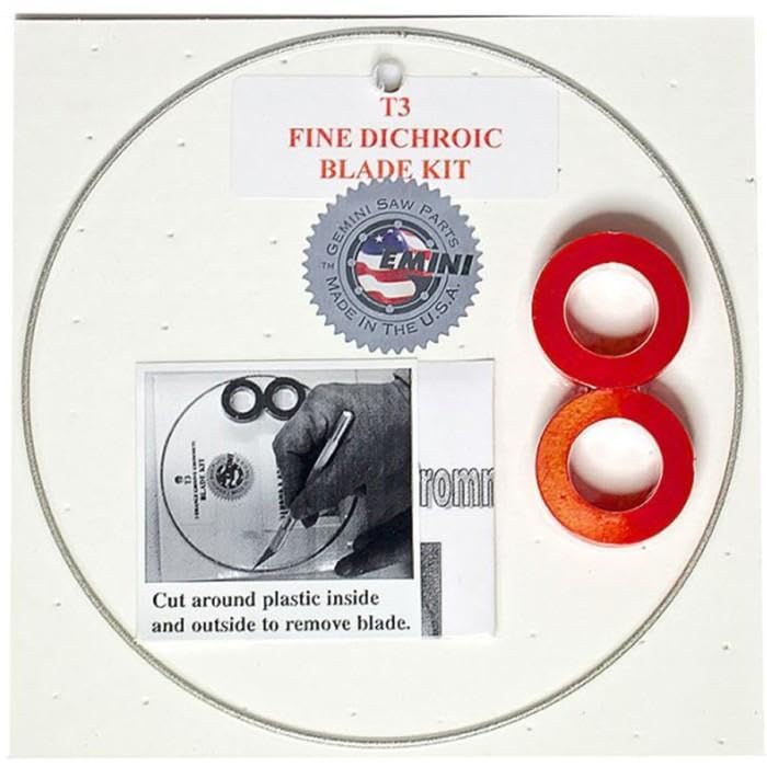 Gemini Taurus 3 Dichroic Wire Blade – Fine Grit Slim Ring Saw Blade – for Cutting Dichroic, Iridized, and Mirrored Glass – Includes Grooved Grommets – Ideal for Delicate Glass Work