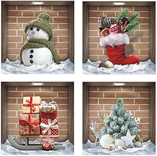 TOARTi Christmas Wall Stickers, TOARTI 3D Wall Stickers Living Room, Realistic Snowman, Tree, Sock, Gift Box 3D Wall Art Stickers, Christmas Window Sticker, Wall Decorations Decals for Nursery Bedroom