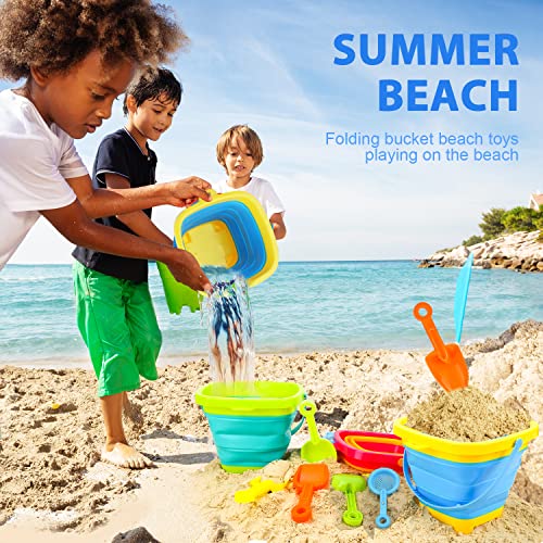 Toy Life Collapsible Beach Toys For Kid Toddler, Sand Toys For Kid Toddler With 4 Collapsible Sand Bucket Shovel, Sandbox Toy For Toddler Kid, Travel Beach Foldable Bucket For Age 3-4-5-6-8-10, 2.5L #TOP5