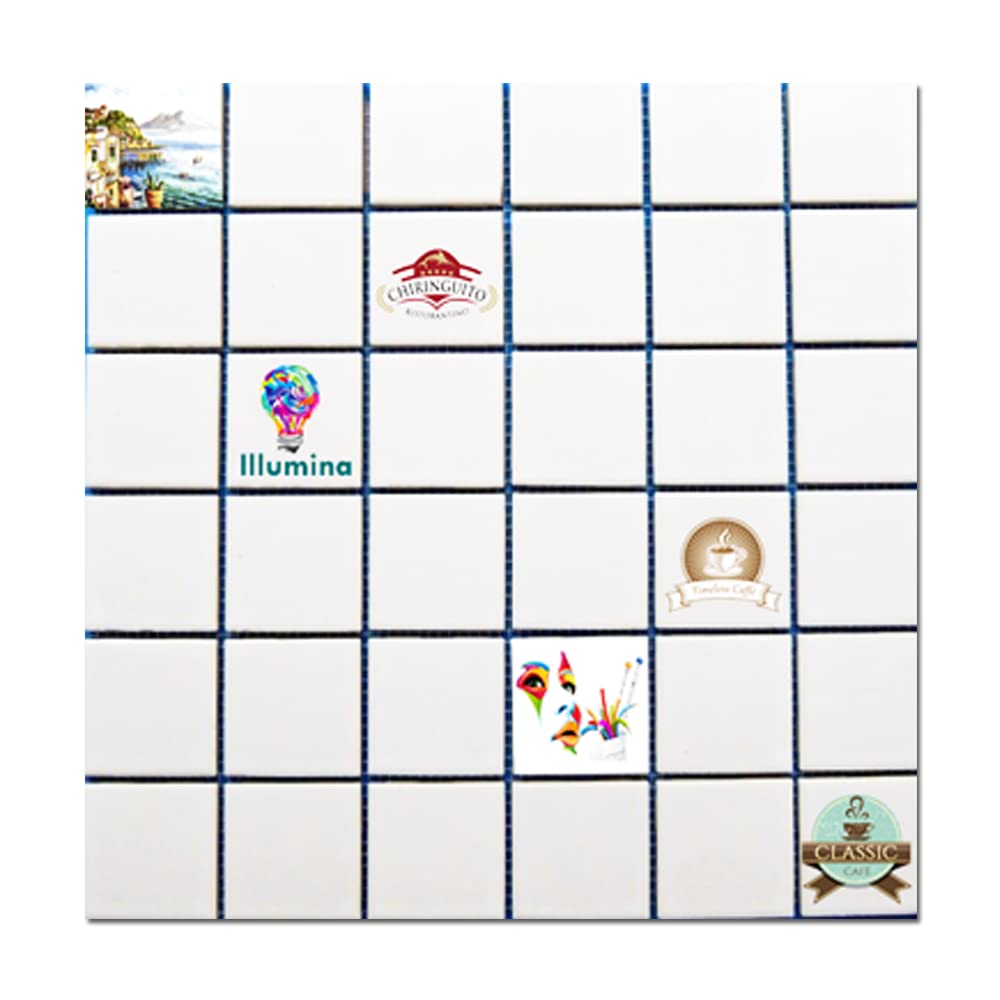 Mosaico di 36 Mattonelle cm. 5x5 trattate per la stampa sublimatica. Il trattamento per la sublimazione è realizzato interamente in Italia.