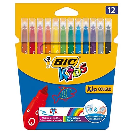 BIC Kids Kid Couleur rotuladores punta media - colores Surtidos, Blíster de 12 unidades