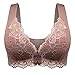 Produktbild Masrin Frauen-BH mit verstellbarem Sport-Frontverschluss Extra-elastischer, atmungsaktiver BH mit Spitzenbesatz (M, Kaffee)