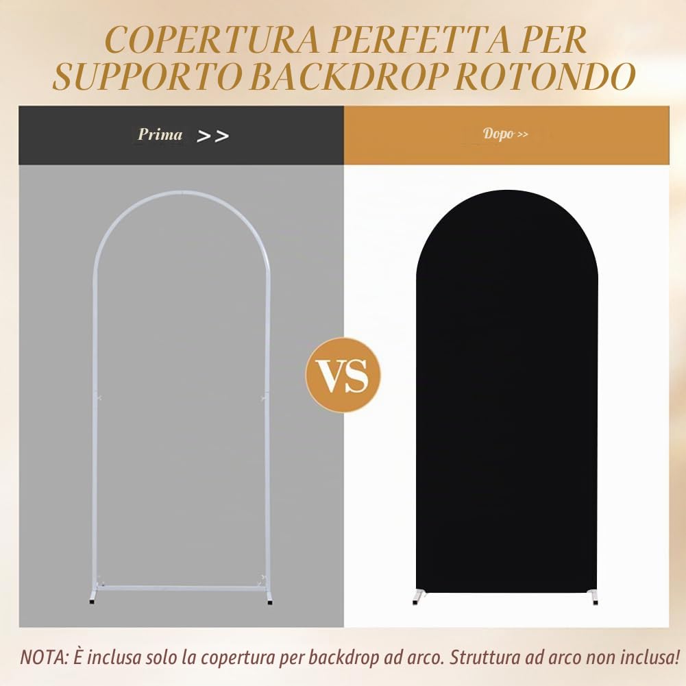 Copertura In Poliestere Elastico Per Arco Nuziale Nero 220x120 Cm – Regolabile Con Lacci, Riutilizzabile, Per Matrimoni E Feste
