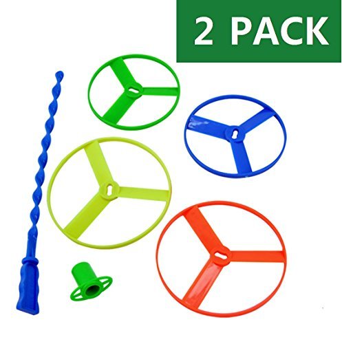 LEZHI 2 Pack Assorted Color Twisty Flying Saucers Helicopter Toys, Classic Game, Nostalgic Game (2 L - //coolthings.us