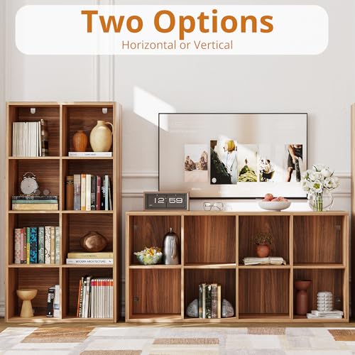 IRONCK-8-Cube-Storage-Organizer-Reversible-Cube-Bookshelf-Oak-Brown-8-cube-reversible-shelf-organizer-Bookshelf-or-TV-stand-Extra-thick-frame-FSC-certified-Anti-tip