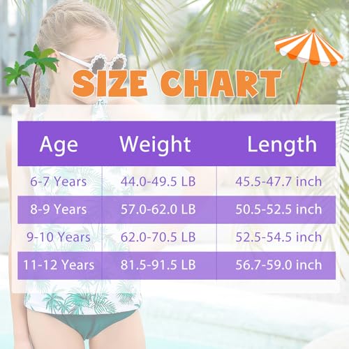 Lovekider 6-12 Years Girls 3 Piece Bathing Suit Quick Dry Swimsuit Tankini Set with Cover Up UPF 50+ Swimwear4