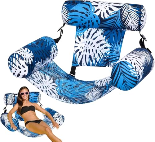 Bouee Piscine Adulte, 2 in 1 Matelas Piscine Gonflable, Hamac Polyvalent avec Chaises Flottantes, Matériau PVC Résistant, Chaise Longue Flottante,Pliable...