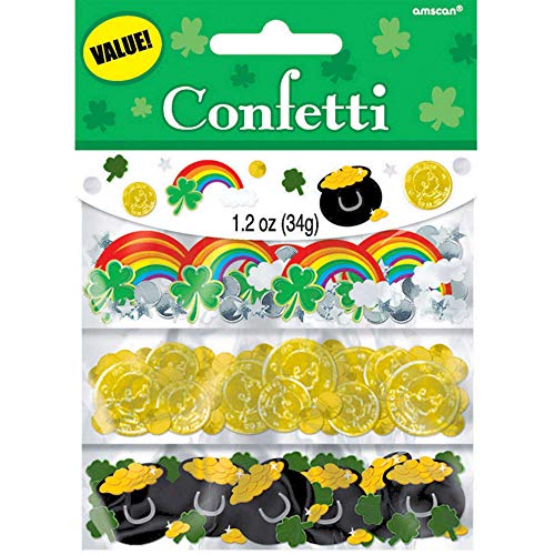 Amscan Lucky Saint Patrick's Day Rainbows and Pots of Gold Foil Confetti Party Decoration (Pack of 1), Multicolor, 12 oz