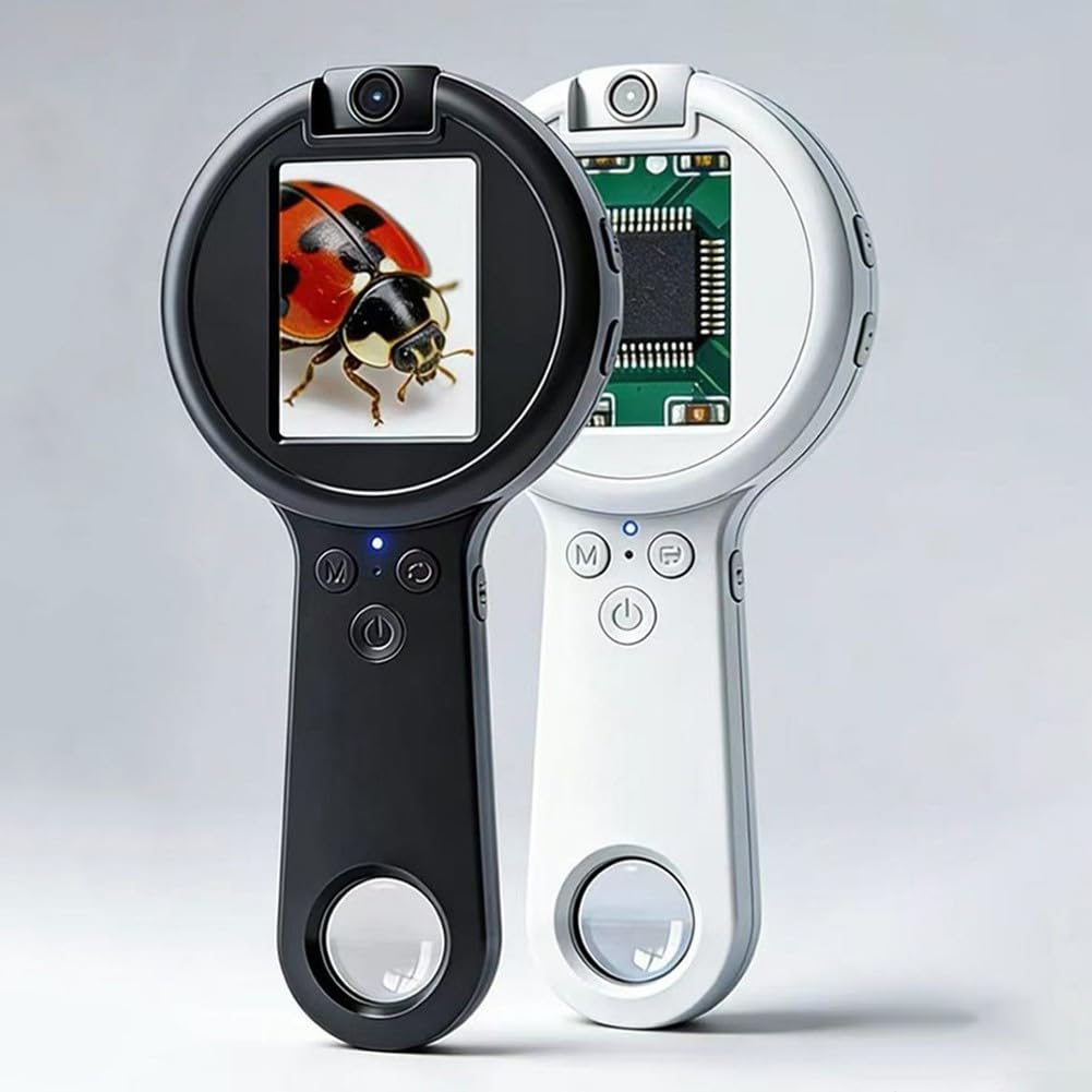 Microscopio digital 2.4 pulgadas 500X Ampliación HD Pantalla (Blanco) | Pantalla IPS de 2,4 pulgadas, aumento máximo 500X, grabación JPG y AVI, conexión USB, óptica precisa