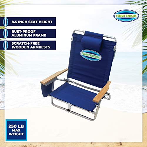 Tommy Bahama 5Position Classic Lay Flat Folding Backpack Beach Chair