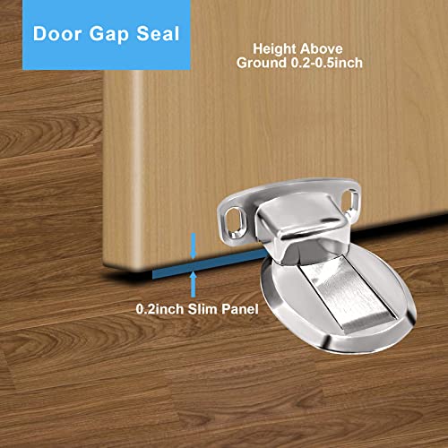Ggienrui Magnetic Door Stopper Floor Door Stop Magnetic Heavy Duty Door Holder For Keep Door Open With 3M Self Adhesive And Conceal Screw Mount, 1Pcs, Silver #TOP1