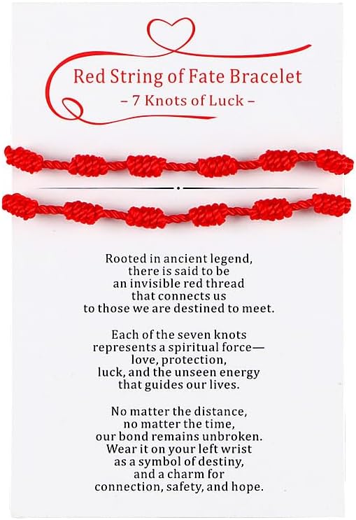 Valentine’s Day Gifts for Her Red String of Fate 7 Knots Couples Bracelets — Meaningful Matching Bracelets & Protective Amulet Gift for Anniversary, Long Distance Love, Him and Her