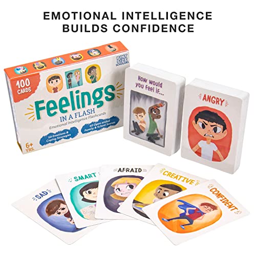 Feelings In a Flash | Emotional Intelligence Flashcard Game | Toddlers & Special Needs Children | Teaching Empathy Activities, Coping & Social Skills | 50 Scenario Cards, 50 Reaction Faces