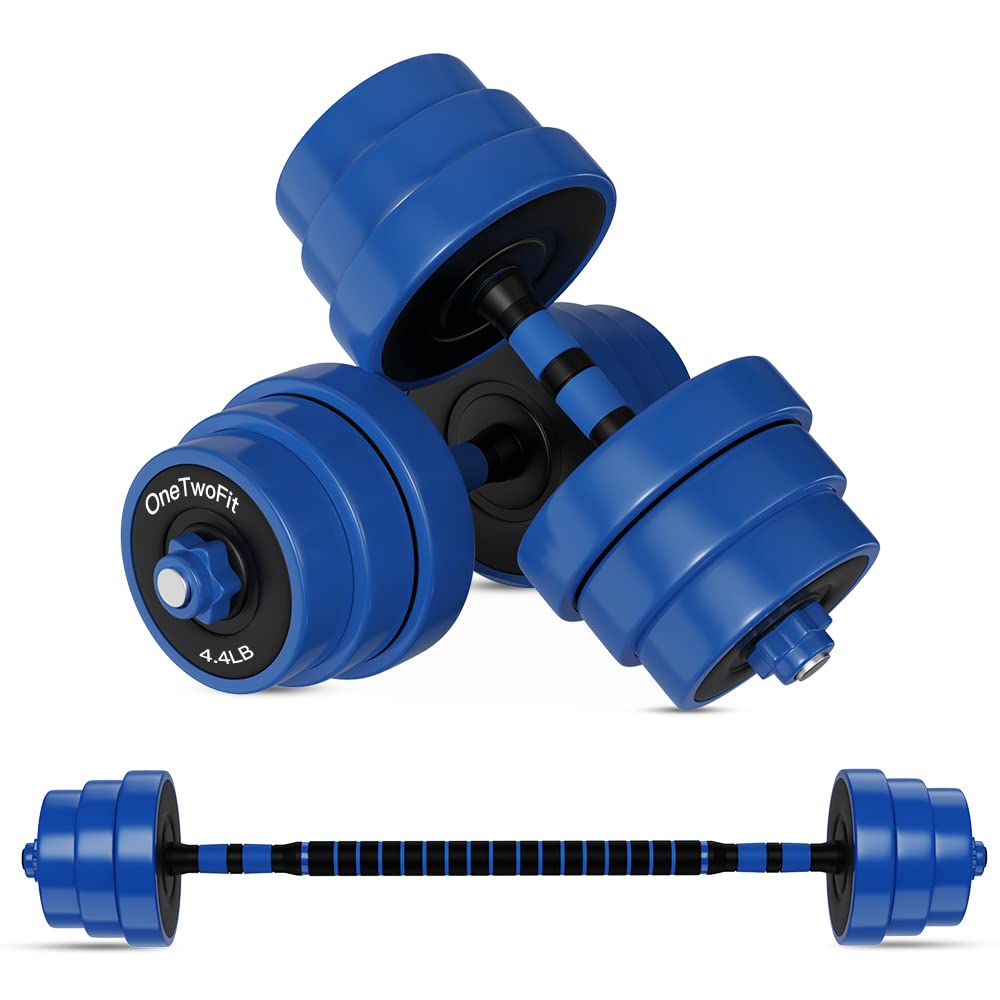 ONETWOFIT Adjustable Barbell, Weights Dumbbells Set, Non-Slip Neoprene Hand Free Weights for Exercis