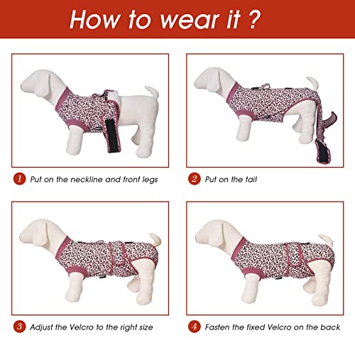 Image of Jiupety Dog Recovery Suit Adjustable, Dogs Bodysuit for Abdominal Wound After Surgery, Substitute E-Collar, M Size, Anti-Licking Surgical Dog Onesies, Pink Leopard