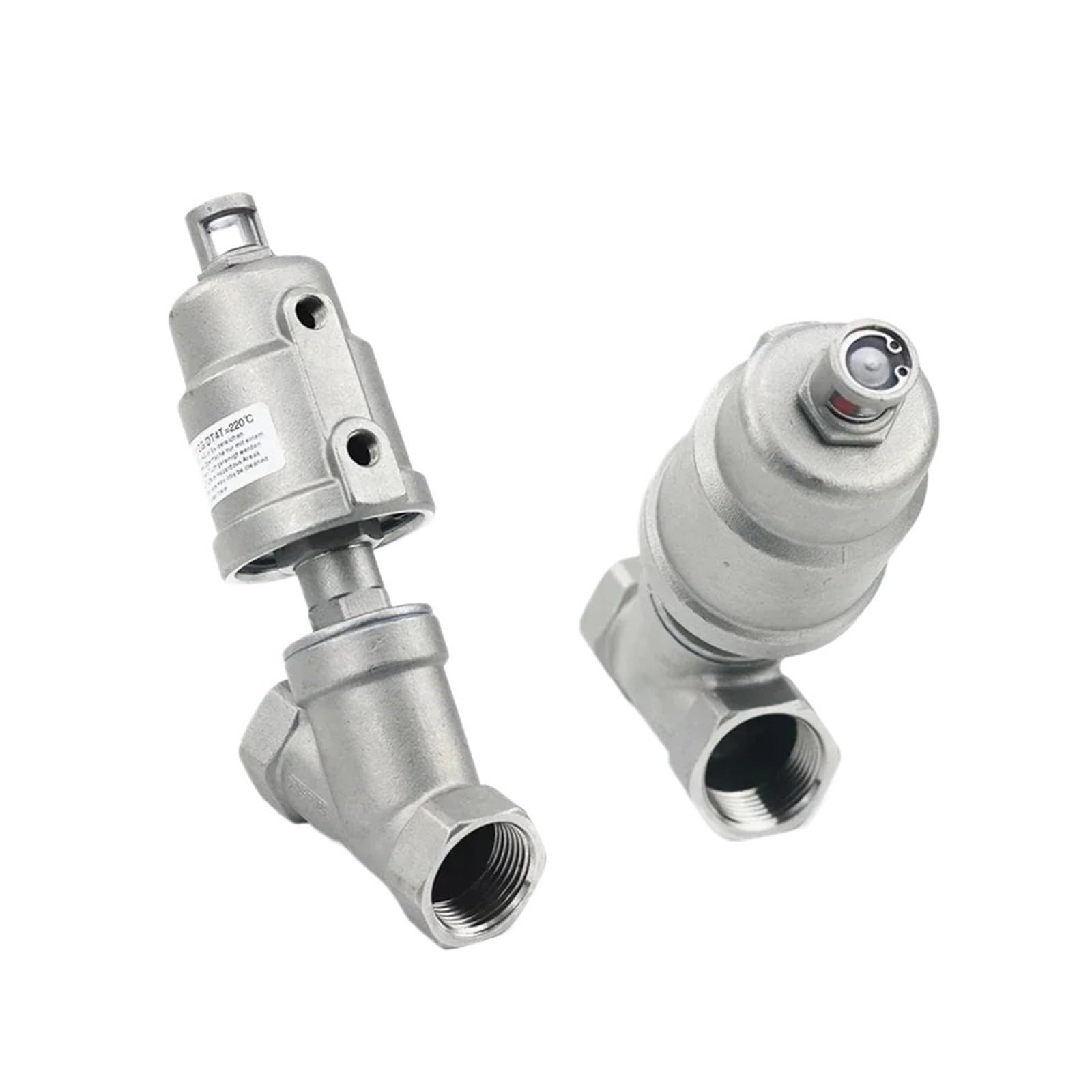 Vanne pneumatique à siège incliné 1/2 BSPT DN15 en inox 304 double effet pour vapeur et eau