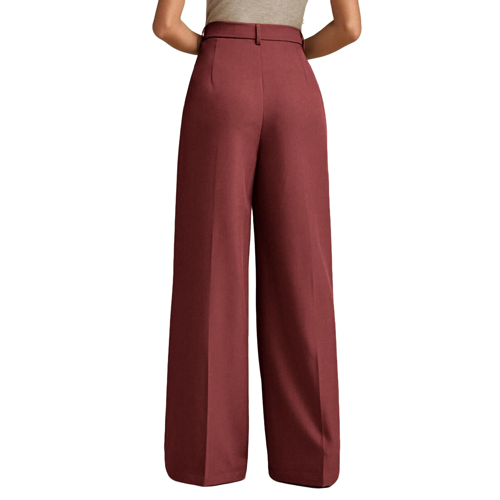 Generisch Anzughose Damen High Waist Hosen Damen Elegant Sommerhose Leichte Palazzo Hose Lang Weites Bein Freizeithose Baggy Lässige Marlenehose Business Stoffhose Mit Seitentaschen Damenhosen