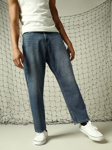 Image of Hubberholme Men Washed Cotton Loose Fit Mid- Rise Jeans 10