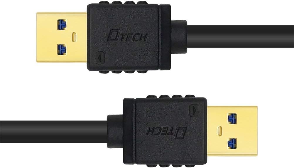 DTech Short USB 3.0 Type A to A Cable Male to Male High Speed Data Cord (9.8-Inch, Black)