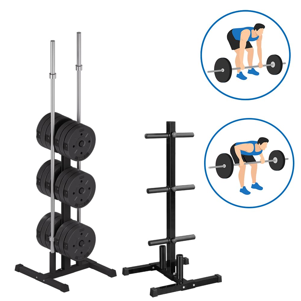 Yaheetech Rastrelliera Pesi Dischi Supporto per Manubri Piastre per Pesi Portata 400 kg Albero Rastrelliera Olimpica Allenamento in Metallo per Fitness da Palestra Uso Domestico