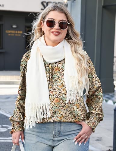 Micoson Womens Plus Size Tops Long Sleeve Shirts Crewneck Pleated Blouses Dressy Casual Fashion Tunic Top (1X-5X)4