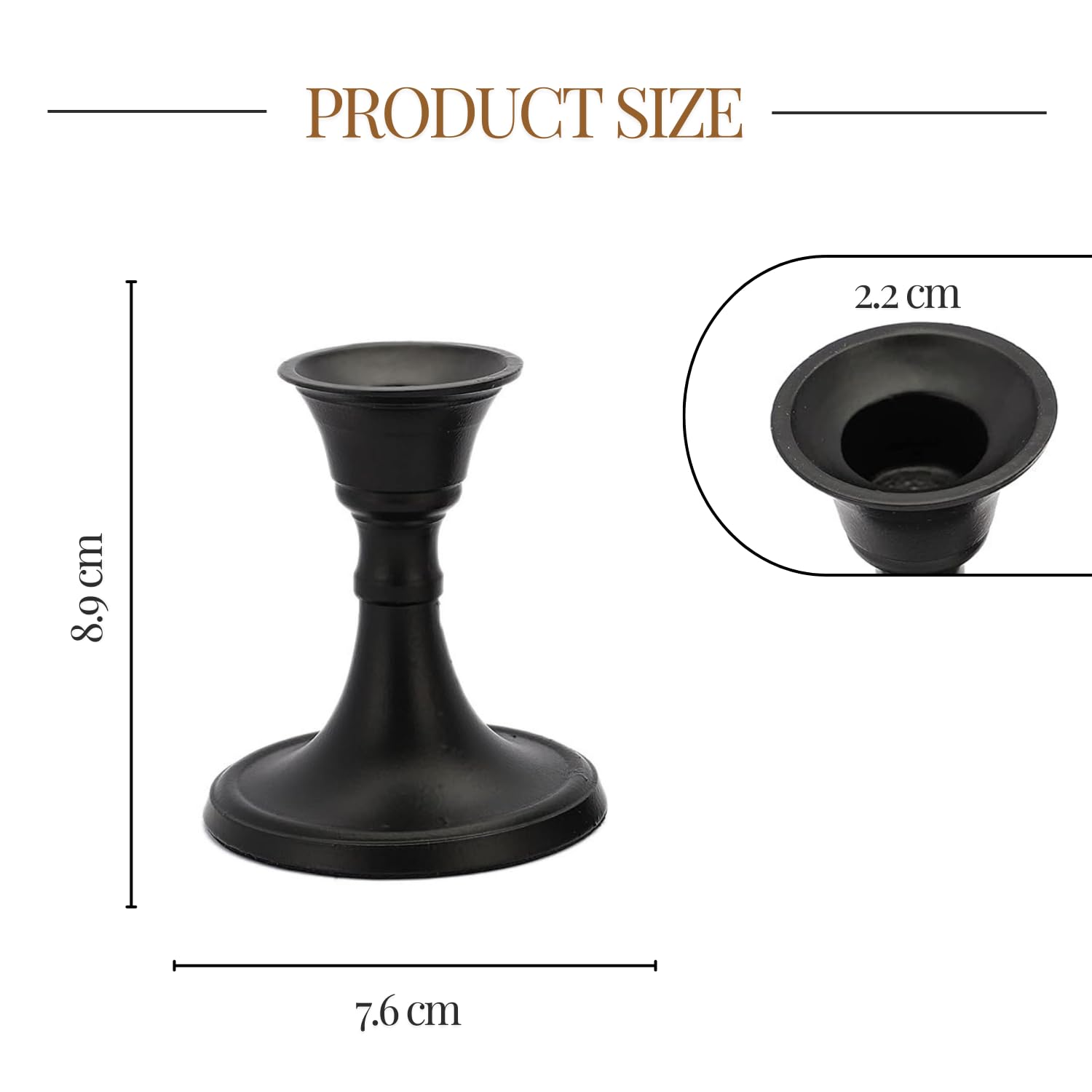 PURESTORY Candle Holder | Candle Holders for Home Decoration | Heat Resistance with Aesthetic Appeal | Best for Gifting & Diwali Decoration | Black Metal Candle Stand | Size - 3.5 Inch | Pack of 2 1