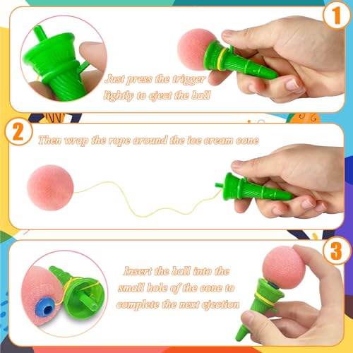 Image of Juuxncgv 50 Pcs 4 Inch Ice Cream Shooters Toy, Mini Ice Cream Cone Shooter Toys Kids, Carnival Prize