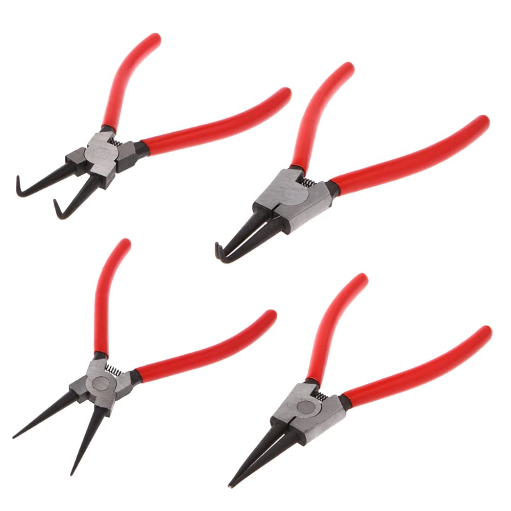 Littimoon 4Piece 180MM Snap Ring Pliers Set Circlip Pliers Kit 7In in External Pliers Retaining Clips Red