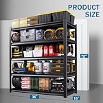 72''H Garage Shelving Heavy Duty 5-Tier Adjustable Storage Shelves Unit,3000 LBS Metal Utility Rack Shelf for Industries, Warehouses, Basement,Black (72''H x 36''W x 16''D) - Image 2