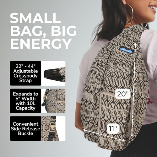 Image of KAVU Rope Sling Bag - Large Crossbody Bags for Women & Men | Hands Free, Cross Body for Travel, Hiking & Everyday Carry, with Padded Back, Adjustable Rope Strap & Cotton Canvas