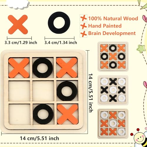 12 sets de juegos de mesa Tic Tac Toe de madera miniatura 2