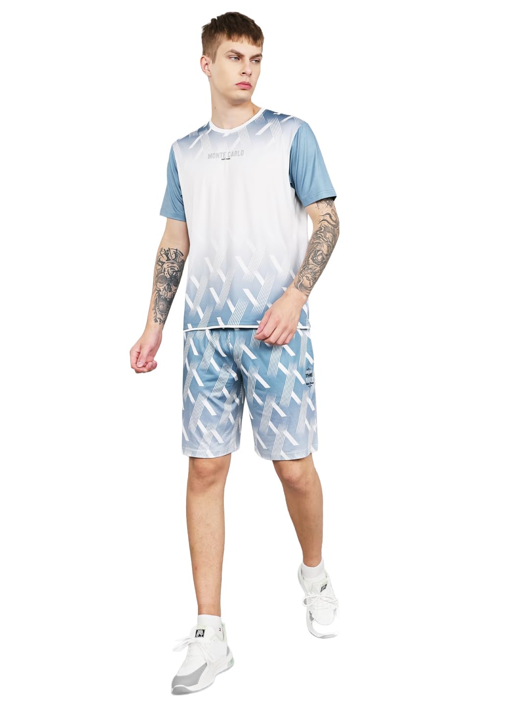 monte carlo Men's Regular Fit Half Sleeve Round Neck Printed Bermuda Set (Pack Of 1)-picture-16