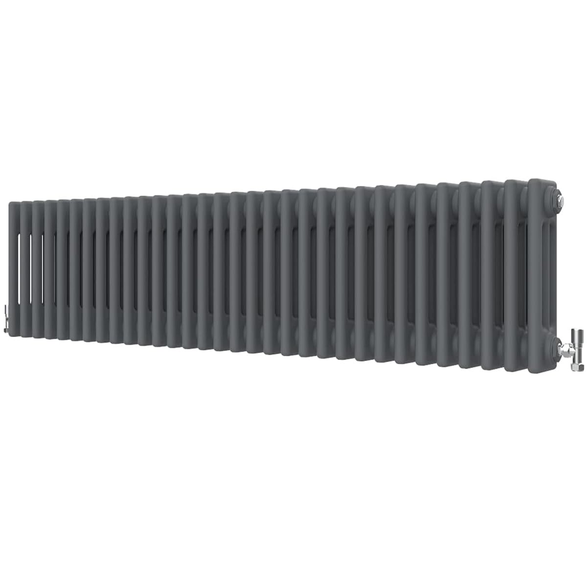Radbliss Horizontal Traditional 3 Column Radiator 300x1460mm Anthracite Matt Grey Cast Iron Style Design RAD Central Heating