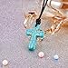 Wolentty Stone Cross Pendant Adjustable Leather Necklace Gift for Men Women (Turquoise)