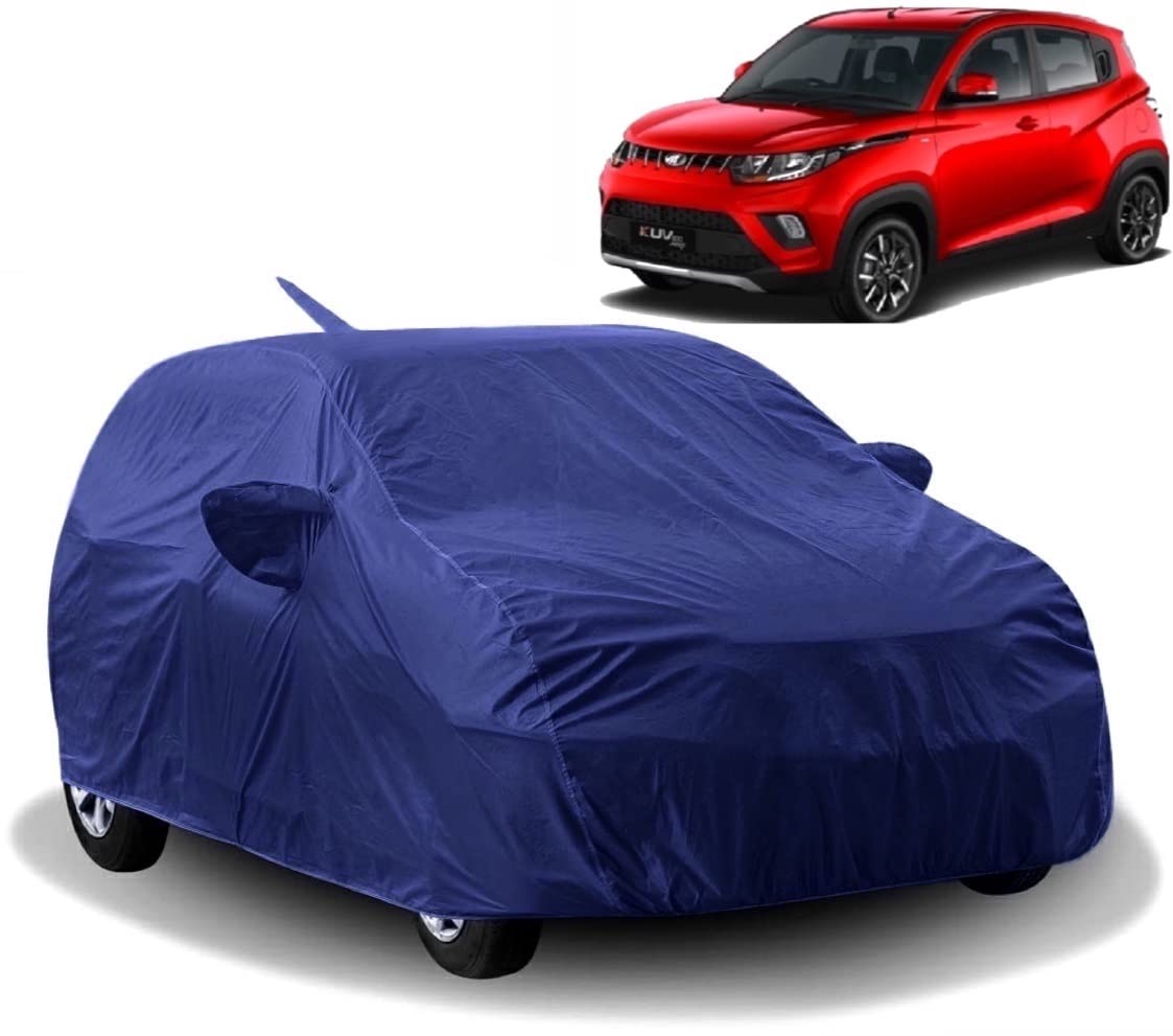 Compatible with Mahindra KUV 100 Car Body Cover Waterproof/with Triple Stitched Fully Elastic Ultra Surface Body Protection (Navy Look)-image-20