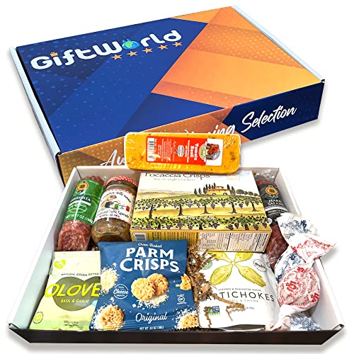 Deluxe Italian Meat and Cheese Gift Basket, Food Gifts for Men, Perfect Crackers and Gourmet Food Gift Basket for Congratulations, Birthdays, Thinking of you, Business, Sympathy and Christmas Gifts