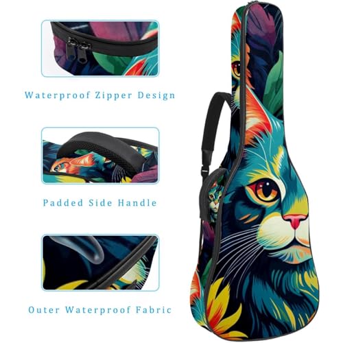 Sac guitare acoustique étanche multicolore Chat 101/104 cm - 4