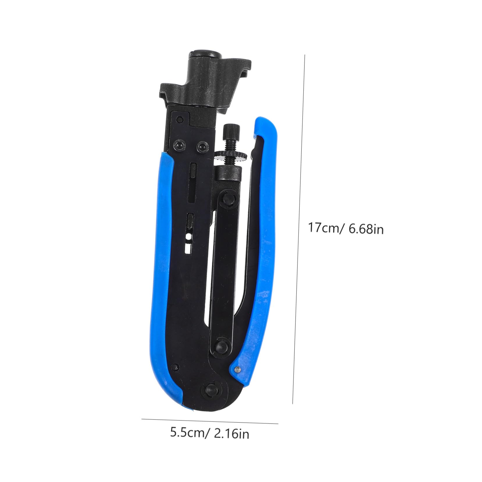 Pinza Crimpatrice Coassiale Blu per Cavi, Multifunzione | Acciaio Inossidabile e Plastico, per Rete e Video F, Uso Casa e Ufficio, Formato Compatto
