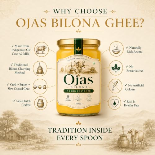 Image of OJAS BILONA A2 Gir Cow Ghee, Bilona Churned, 500 ml