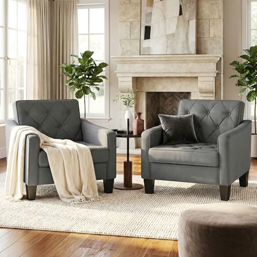 STHOUYN Living Room Chairs Grey Accent Chairs Set of 2,...