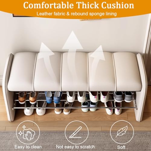 Banc de rangement à chaussures noir avec coussin pour l'entrée - 6