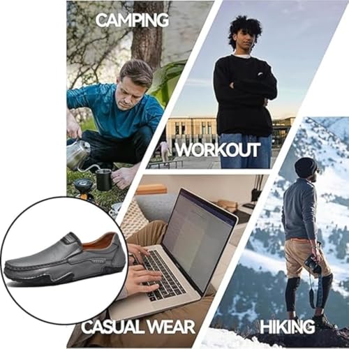 Men's Classic Business Leather Hand Stitched Flat Loafers,Orthopedic Slip-On Loafers Men's Premium Genuine Leather Outdoor Comfortable Non-Slip Lightweight Driving Shoes2